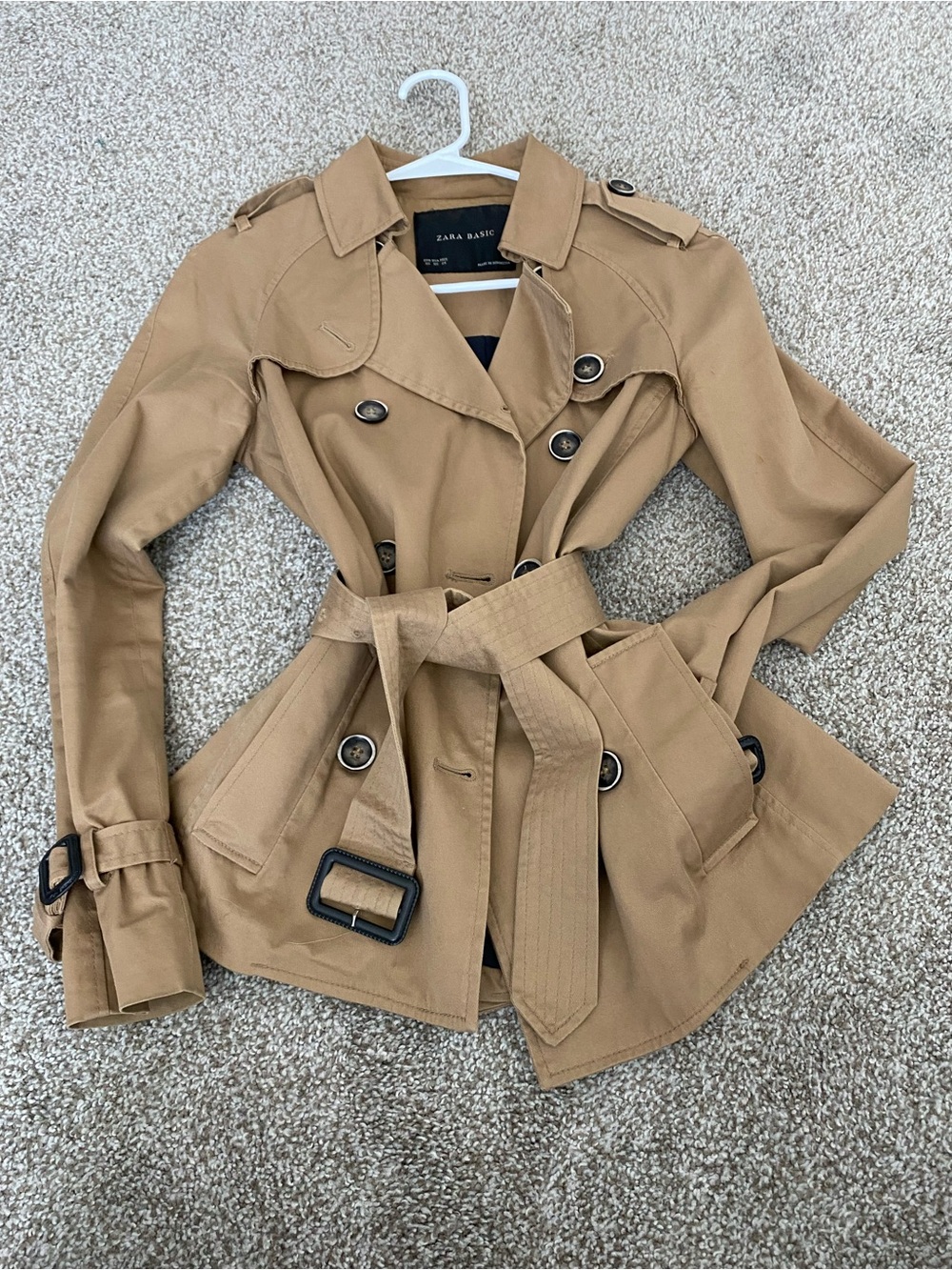 Zara Short Camel Trench Coat w/ Belt